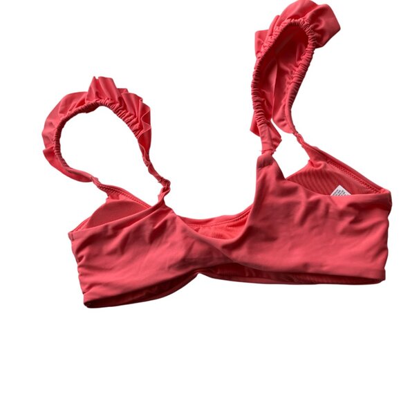 Aerie ruffle scoop bikini top size M in coral NWT - Picture 4 of 8